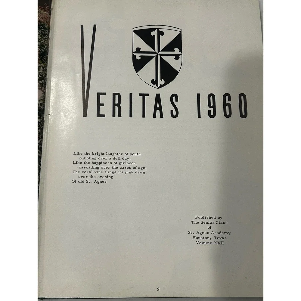 Vintage 1960 Veritas St Agnes Academy Houston Texas Yearbook Volume XXII History